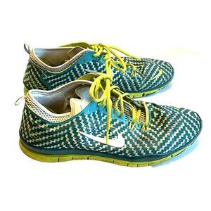 Nike Free 5.0 TR Fit 4 Woman Size 11 Athletic‎ Lime Green Blue Running Sneakers